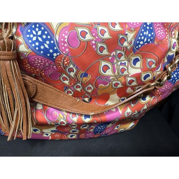 BollyDoll Summer Peacock Purse Beach 2000s Faux Leather Accents Artsy - Picture 3 of 15